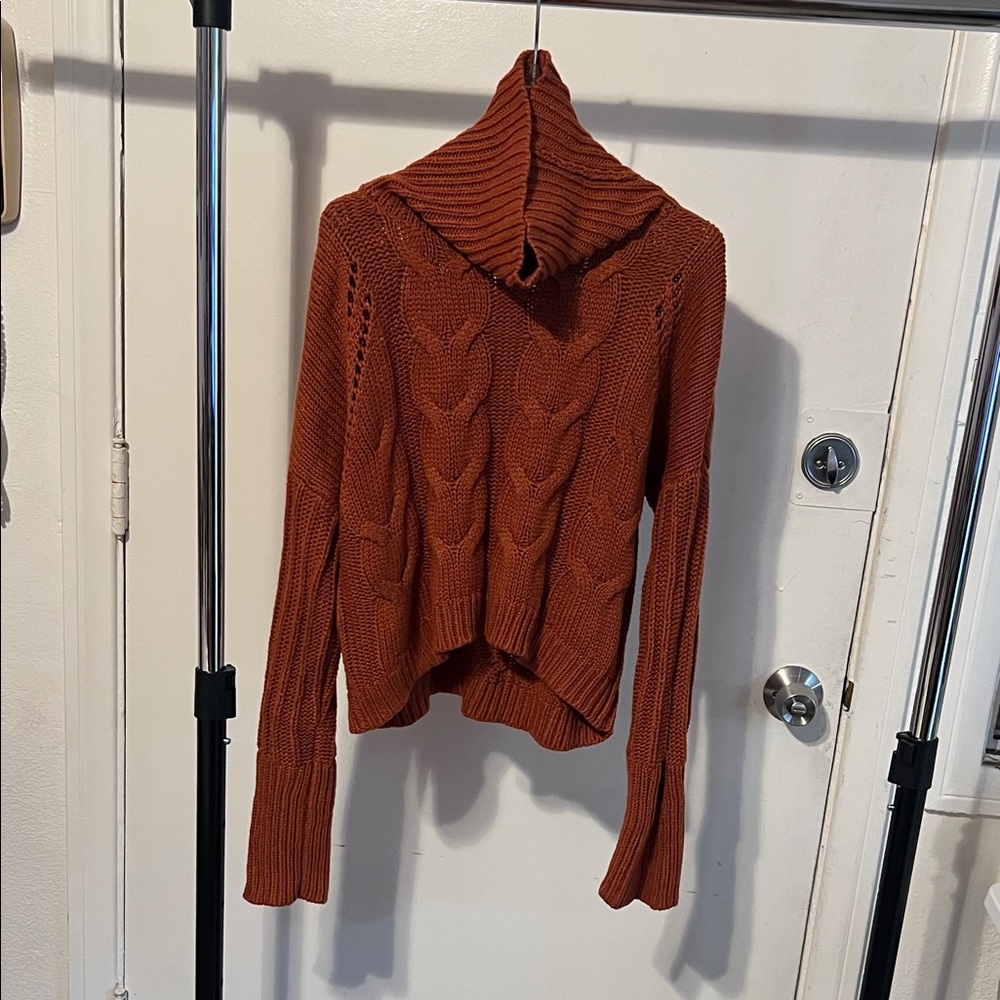 Cozy Cable Knit Sweater in Rust